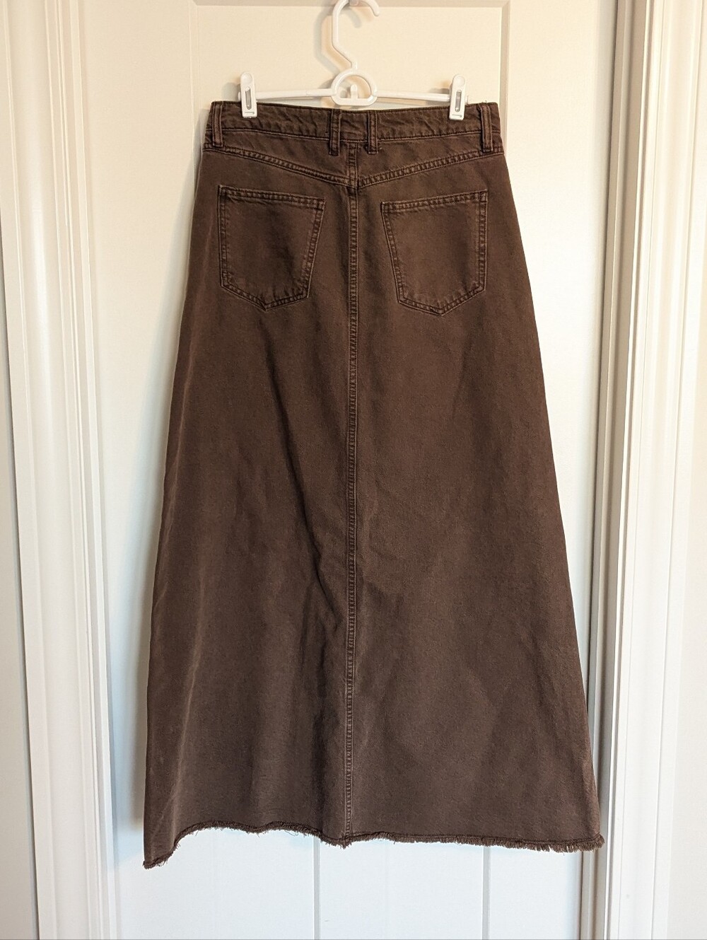 We The Free - Free People Come As You Are Denim Maxi Skirt- Chocolate Brown sz 6 - Picture 5 of 5